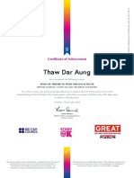 Thaw Dar Aung: Certificate of Achievement