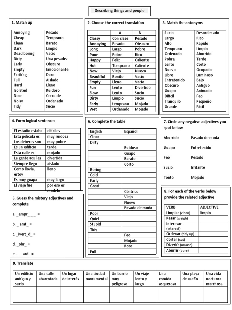 Adjetivos y Traducciones en Español | PDF | Idiomas