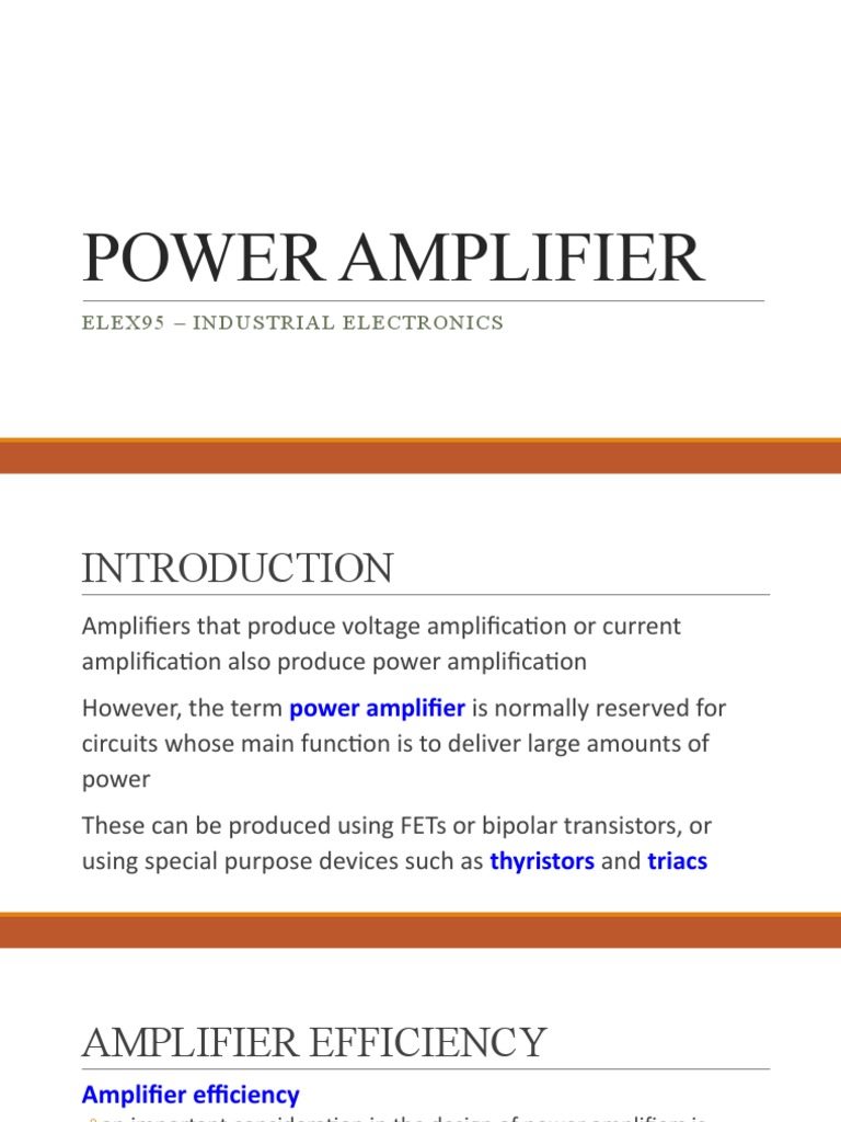 Power Amplifier: Elex95 - Industrial Electronics | PDF