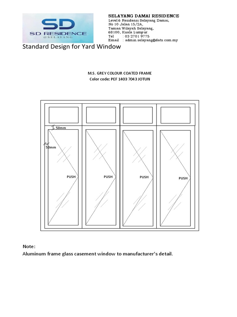 Standard Design For Yard Window & Room Window | PDF