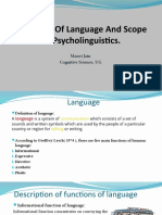 Functions of Language and Scope of Psycholinguistics.: Manvi Jain Cognitive Science, UG