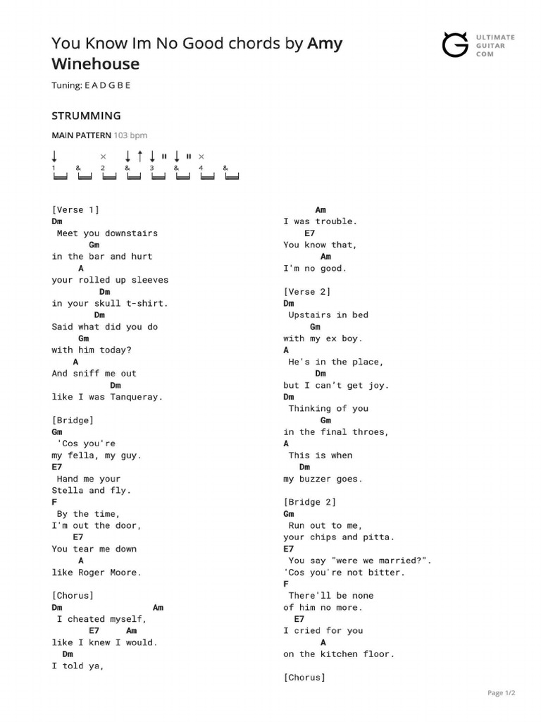 You know im no good chords pdf