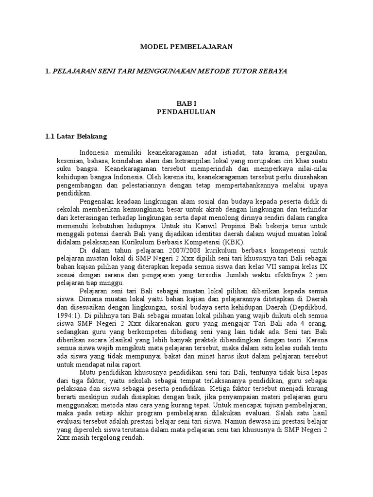 Contoh Penelitian Tindakan Kelas | PDF