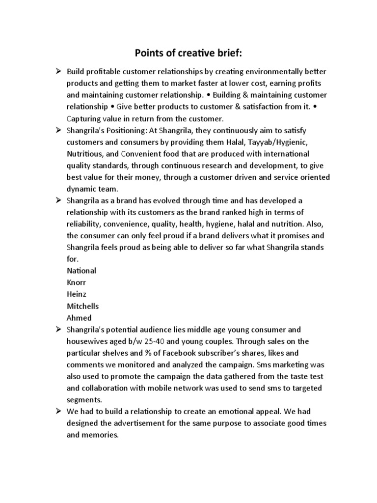 Points of Creative Brief | PDF | Business | Social Science