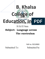 M. B. Khalsa College of Education, Indore: Session 2020-2021 B.Ed II Sem
