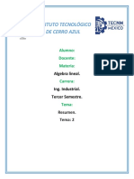 Algebra Lineal. Resumen Del Tema 2.6 y 2.7.