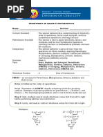 Worksheet in Grade 5 Mathematics Name: - Section