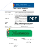 Worksheet in Grade 5 Mathematics Name: - Section