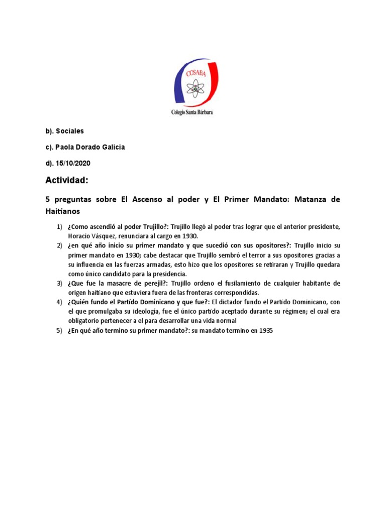 5 Preguntas Sobre El Ascenso Al Poder y El Primer Mandato | PDF ...