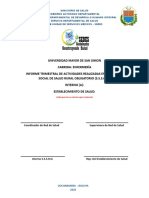 Informe trimestral de actividades realizadas en el Servicio Social de Salud Rural Obligatorio