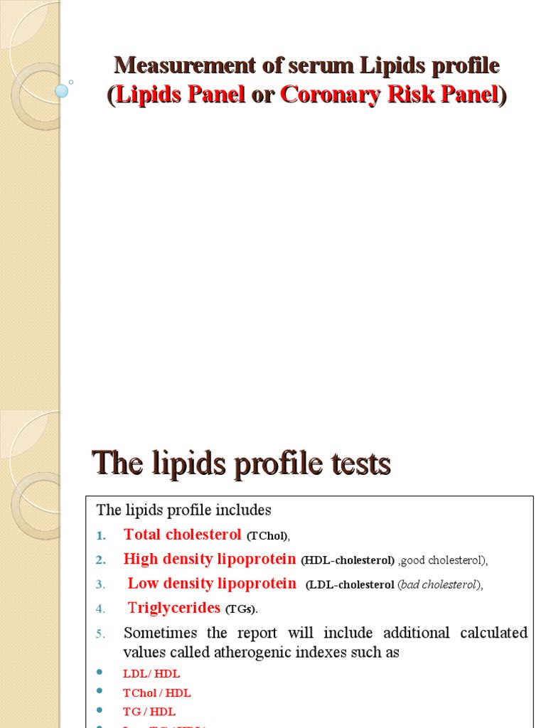 Serum Lipid Profile Measurement Guide | PDF | High Density Lipoprotein ...