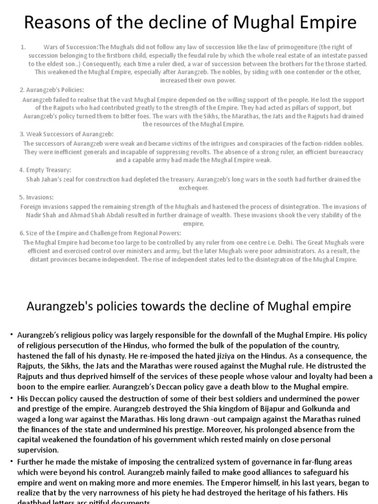 Causes of the Mughal Empire's Decline | PDF | South Asia | British India