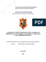 Estudio in Vitro Comparativo de La Fuerza de Adhesion de Un Ionomero y Dos Resinas PDF