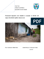 Fenomenul Migraziei Socio Familial Si Economic Şi Efectele Sale Asupra Dezvoltării Copiilor Rămaşi Acasă