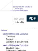 Lecture Six: COURSE: Several Variables Calculus For Non-Majors