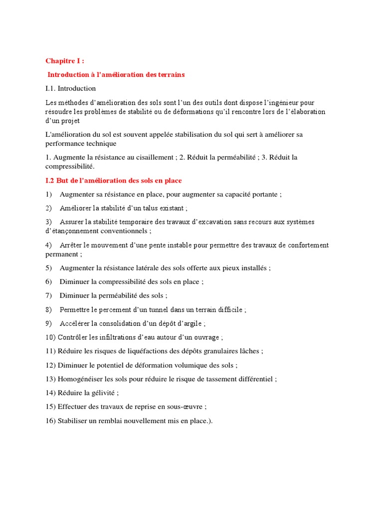 Amélioration et stabilisation des sols | PDF | Sol (pédologie ...