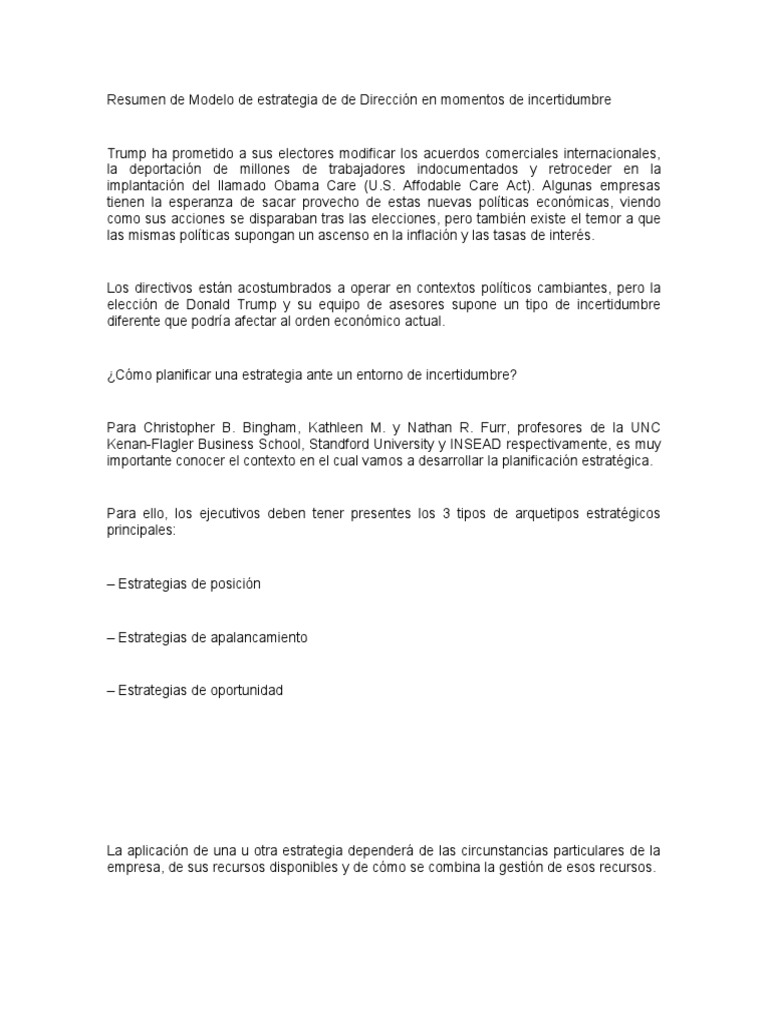 Estrategias de Dirección en Incertidumbre | PDF | Toma de decisiones ...