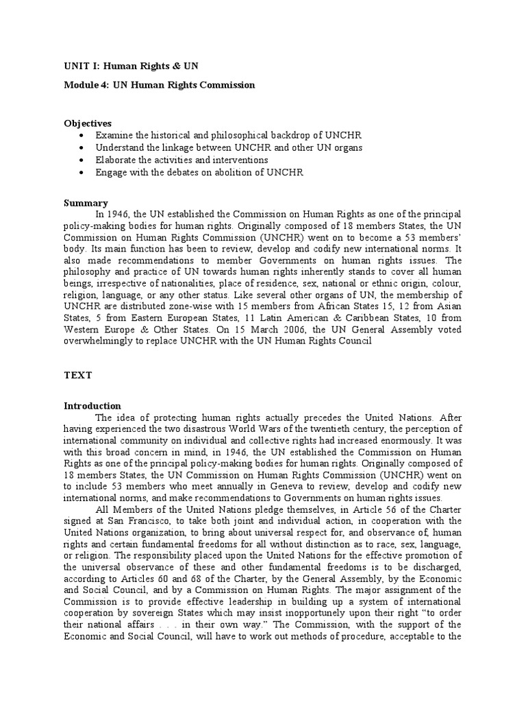 HR and UN Human Rights Commission | PDF | Human Rights | United Nations