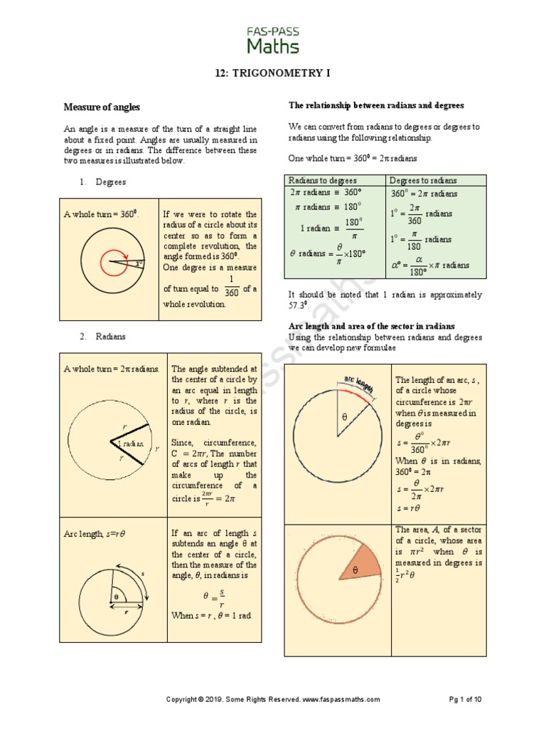 12: Trigonometry I: Measure of Angles | Download Free PDF ...