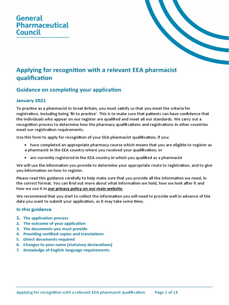 EEA Pharmacist Qualification Recognition Guide | PDF | Birth ...