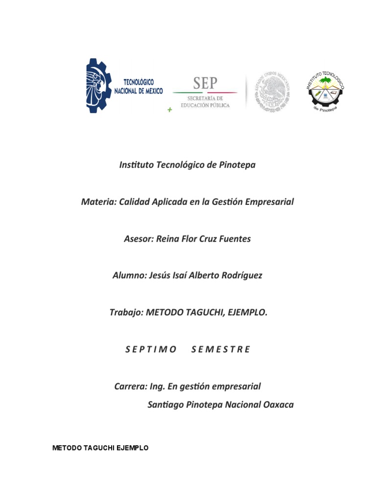 Metodo Taguchi Ejemplo | PDF | café | Diseño de experimentos