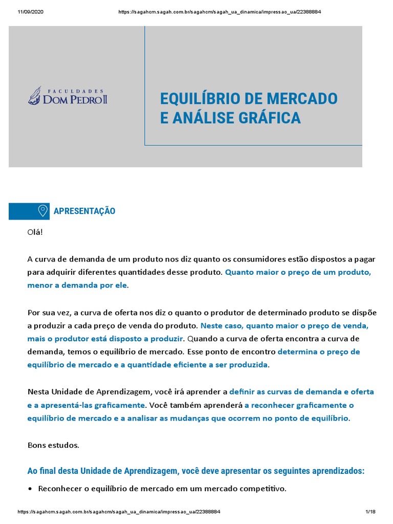 Análise do Equilíbrio de Mercado | PDF | Oferta e procura | Demanda