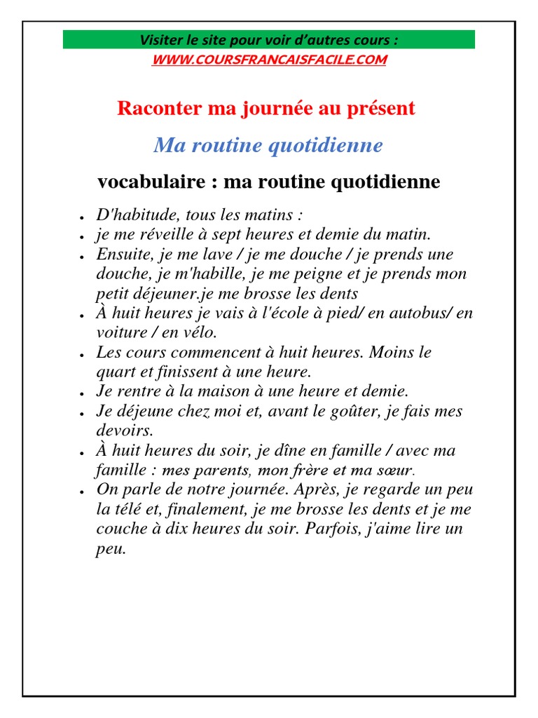 Ma Routine Quotidienne Détaillée | PDF | Développement personnel