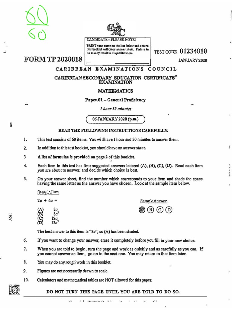 Csec january 2020 mathematics p1 pdf pdf