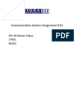 Communication System Assignment # 01: Mir Ali Nawaz Talpur. 37601. BE (EE)