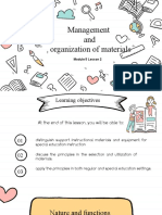 Management and Organization of Materials: Module 5 Lesson 2