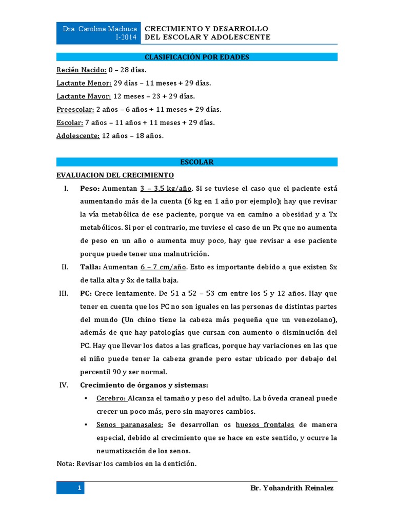 Crecimiento y Desarrollo Del Escolar y Adolescente | PDF | Adolescencia ...