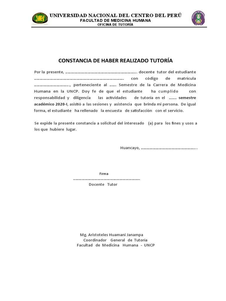 Constancia de Tutoria | PDF