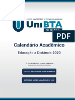 CALENDÁRIO ACADEMICO EAD UniBTA Digital 2020