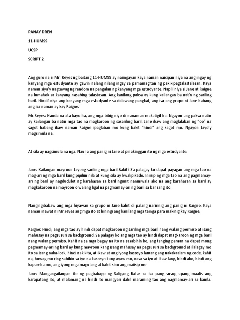 Script For A Skit | PDF