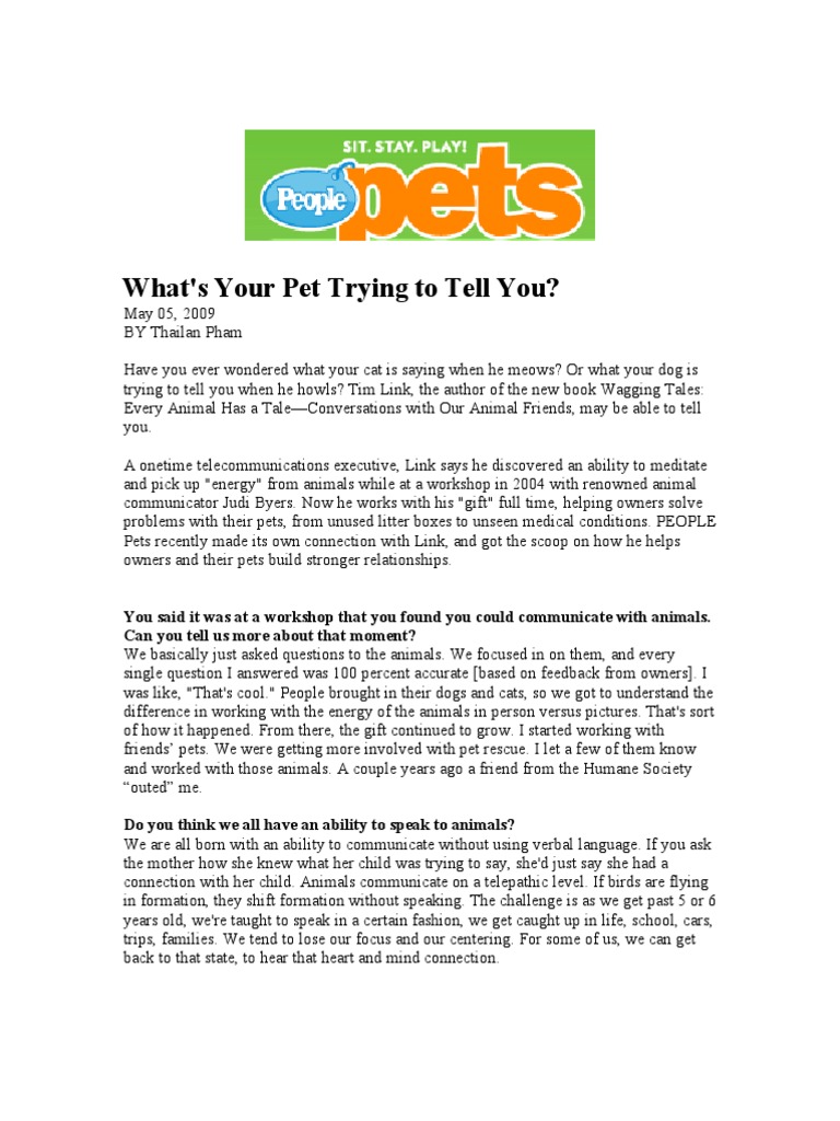 What's Your Pet Trying To Tell You? PDF Pet Mind