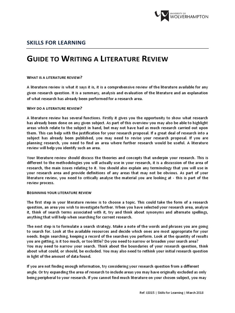 Writing a Literature Review Guide | PDF | Cognition | Psychology