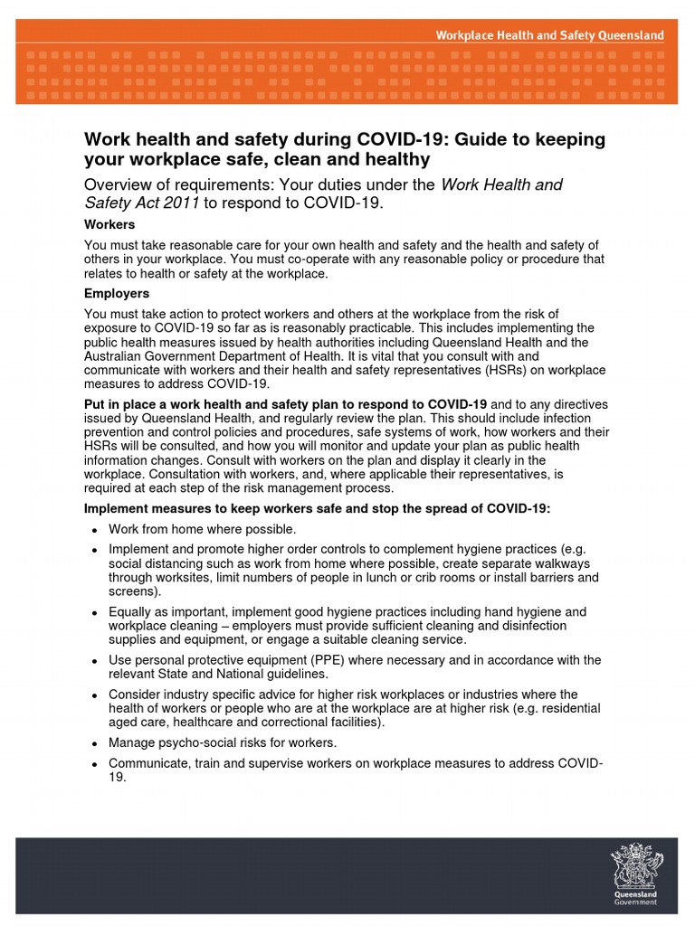 COVID-19 Workplace Safety Guide | PDF | Occupational Safety And Health ...
