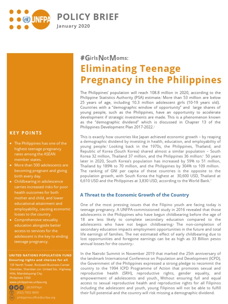 Addressing Teenage Pregnancy in the Philippines | PDF | Reproductive ...
