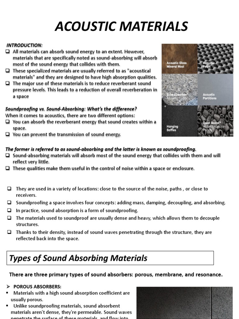 Acoustic Materials | PDF | Sound | Continuum Mechanics