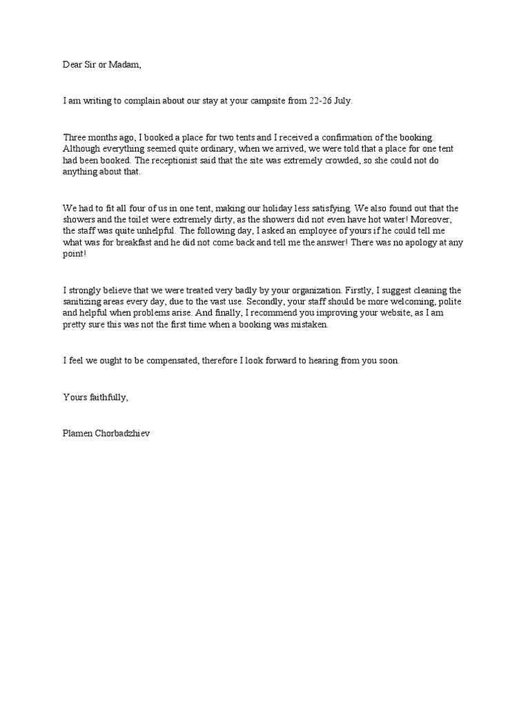 A Letter Of Complaint | Pdf
