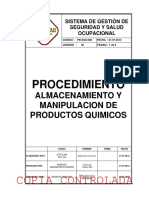 PR-SSO-008 V2 Procedimiento para Almacenamiento y Manipulacion de Productos Quimicos