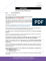 Notice For Outstanding Monies 26.11.2019