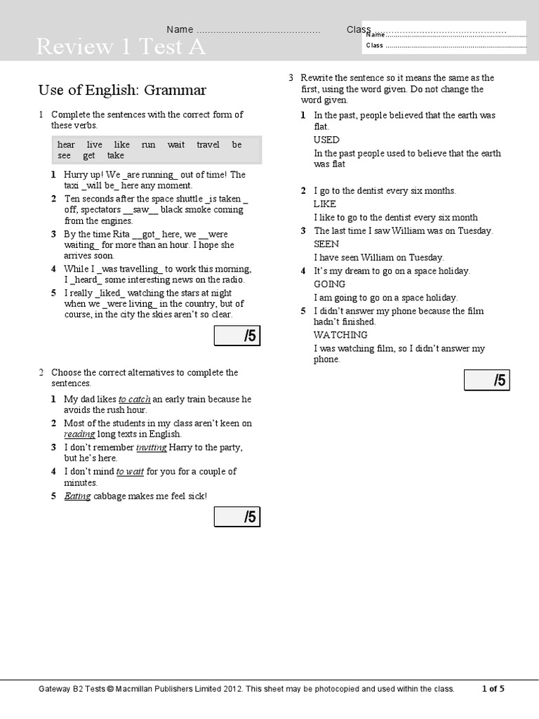 Gateway To The World B2 Answers
