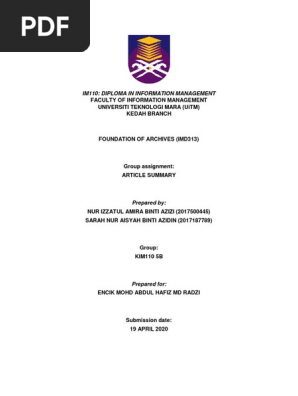 IMD313 SUMMARY ARTICLE ASSIGNMENT