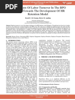 Determinants of Labor Turnover in The Bpo Industry Towards The Development of HR Retention Model