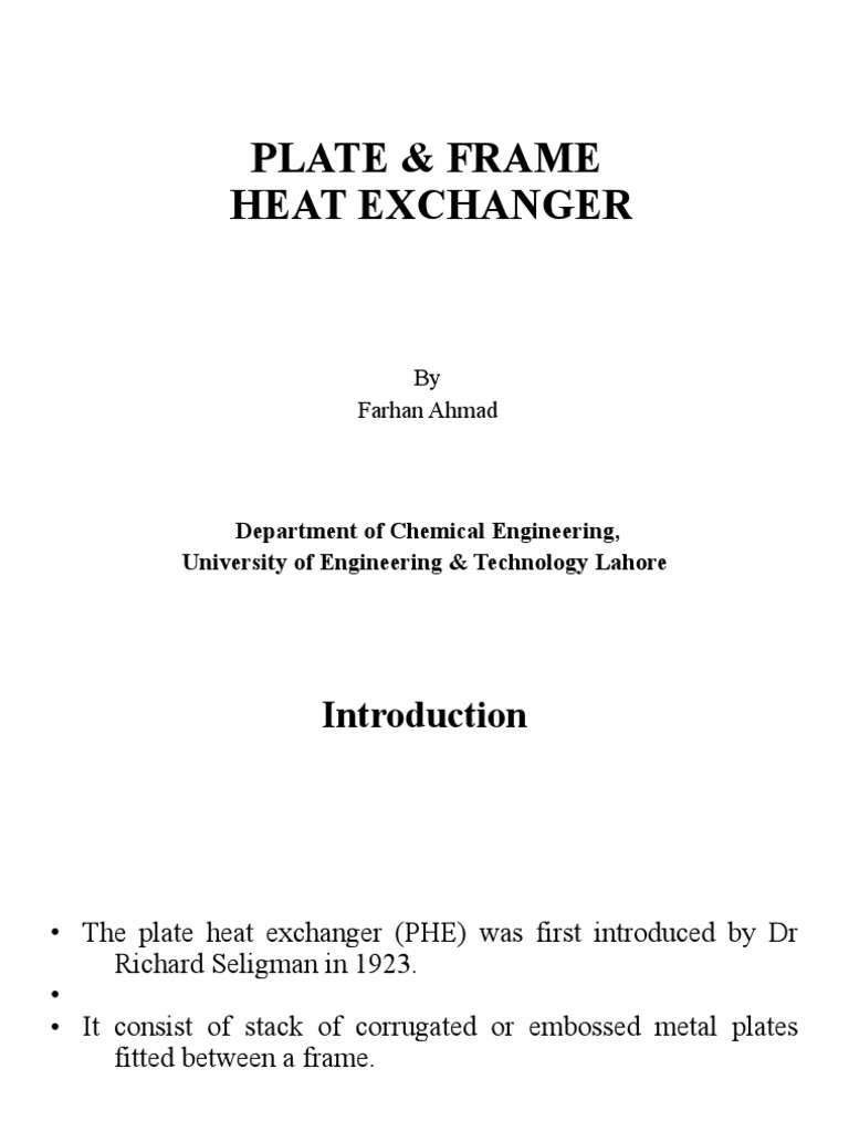 Plate & Frame Heat Exchanger Design | PDF | Heat Exchanger | Continuum ...