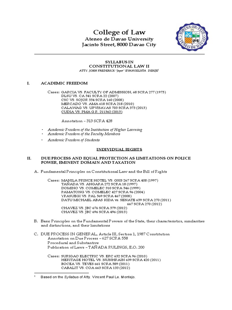 Constitutional Law II Syllabus | PDF | United States V. O'brien ...