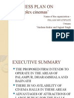Business Plan On Multiplex Cinemas': Name of The Organization:-Palam Multiplex Owners Vandana Thakur and Jagjeet Singh