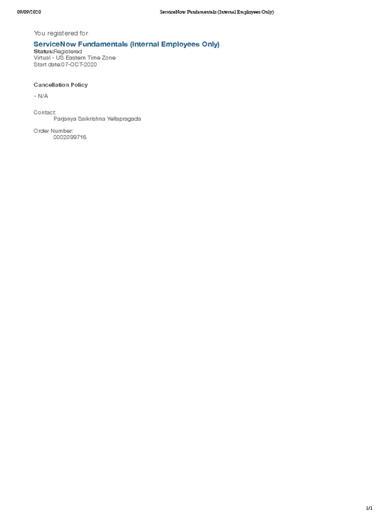 ServiceNow Fundamentals Registration Info | PDF