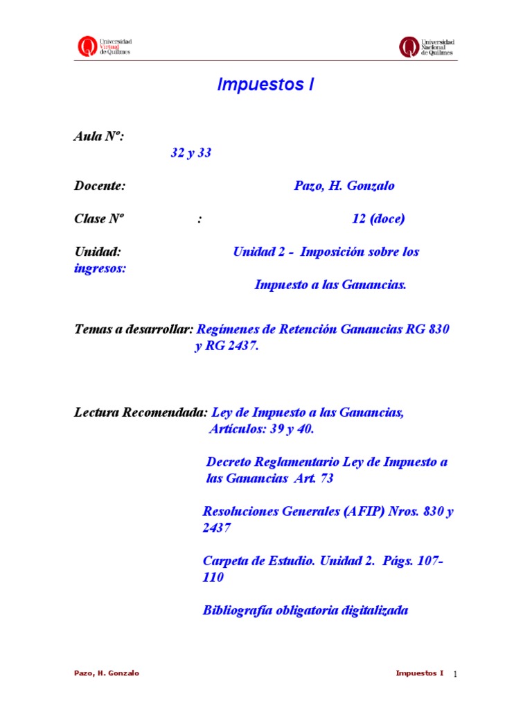 Clase XII | PDF | Impuesto sobre la renta | Impuestos